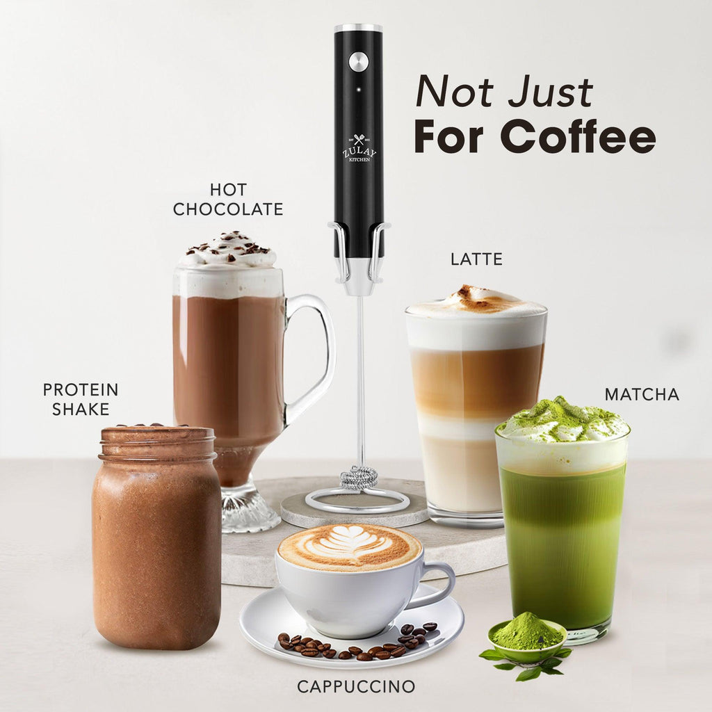 Milky Whip™ USB Rechargeable Electric Milk Frothier with 2 Whisk Attachments