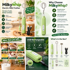Milky Whip™ USB Rechargeable Electric Milk Frothier with 2 Whisk Attachments