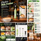 Milky Whip™ USB Rechargeable Electric Milk Frothier with 2 Whisk Attachments