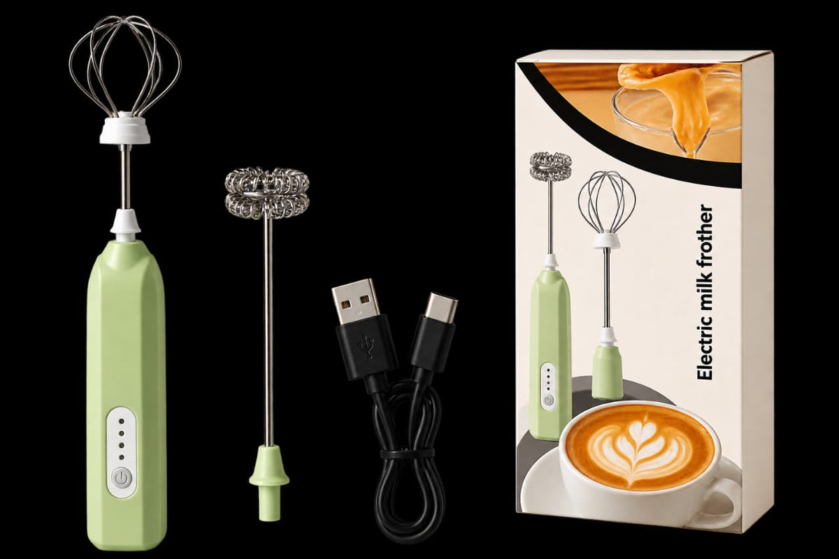 Milky Whip™ USB Rechargeable Electric Milk Frothier with 2 Whisk Attachments