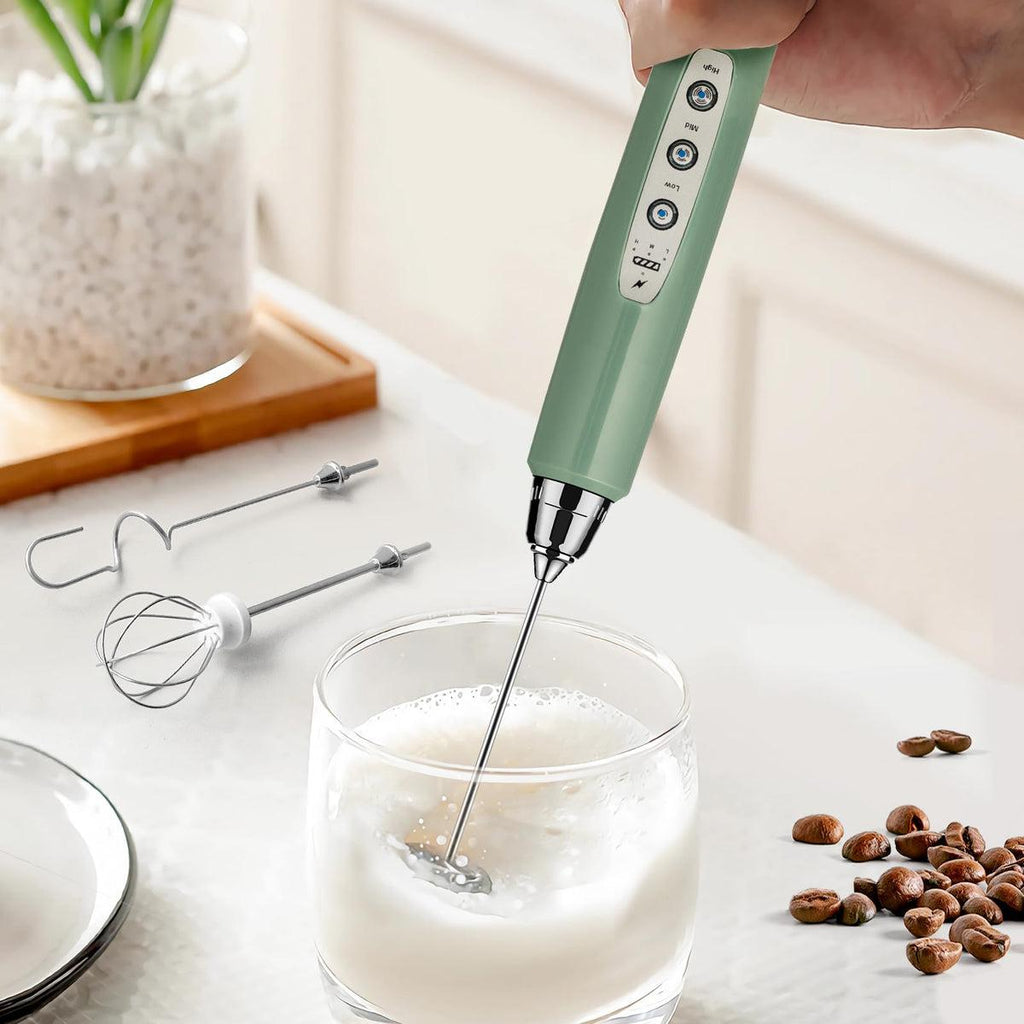 Milky Whip™ USB Rechargeable Electric Milk Frothier with 2 Whisk Attachments